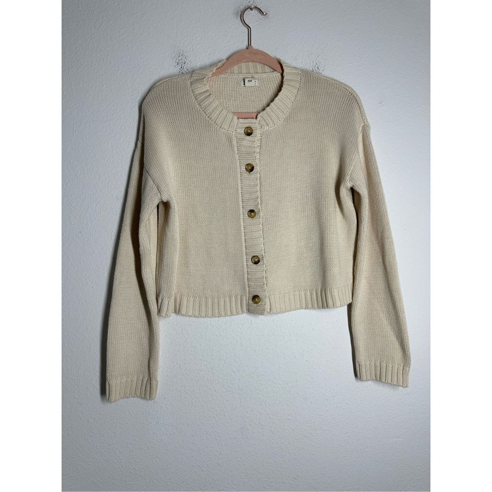 Billabong Women’s Cotton Blend Knit Crop Cardigan  Buttoned  Sz S Oversized